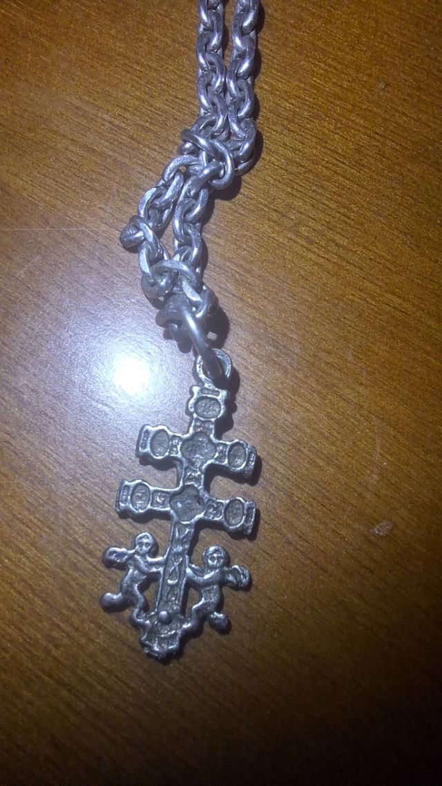 Cadena plata 36 cm + Cruz Caravaca plata