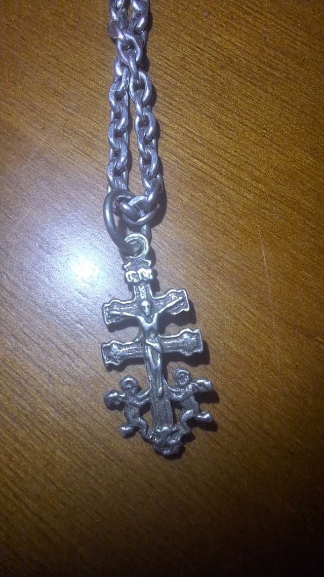 Cadena plata 36 cm + Cruz Caravaca plata