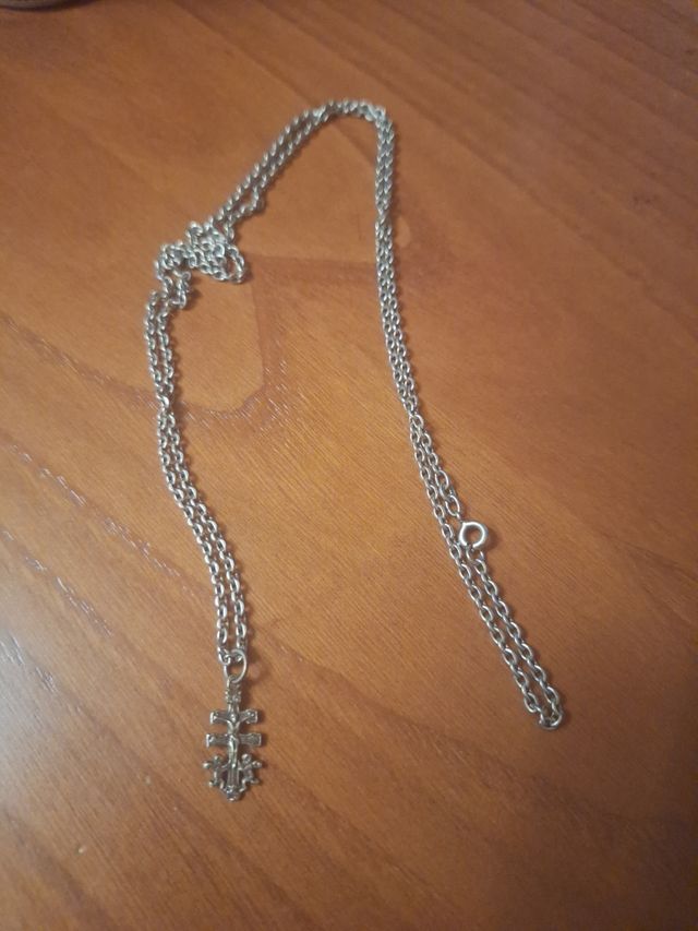 Cadena plata 36 cm + Cruz Caravaca plata