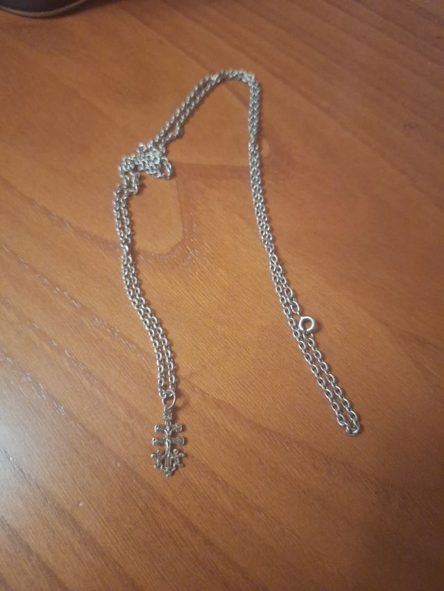 Cadena plata 36 cm + Cruz Caravaca plata