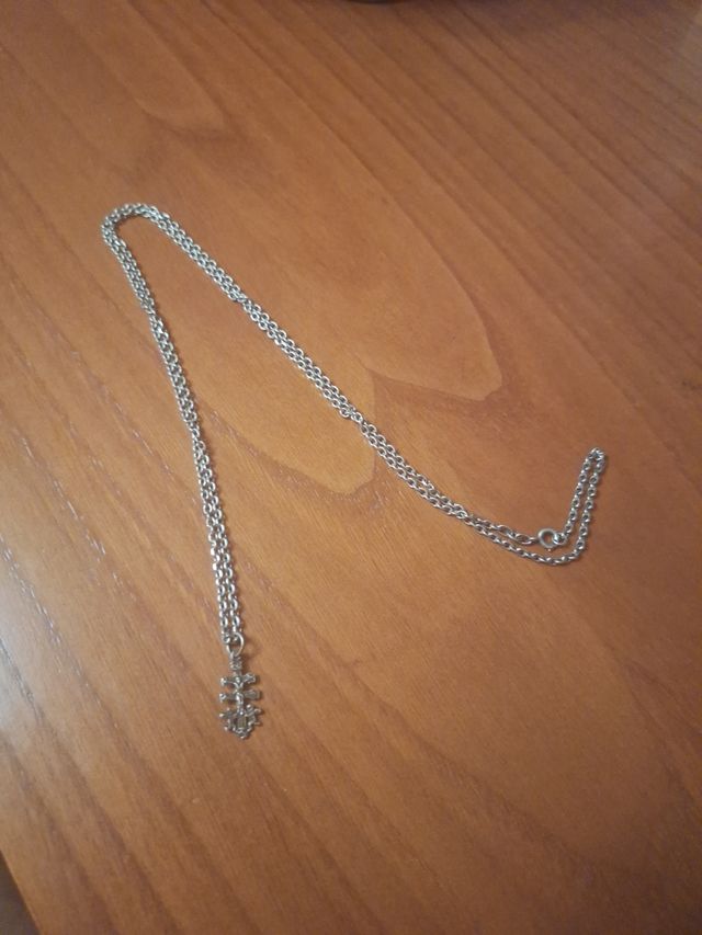 Cadena plata 36 cm + Cruz Caravaca plata