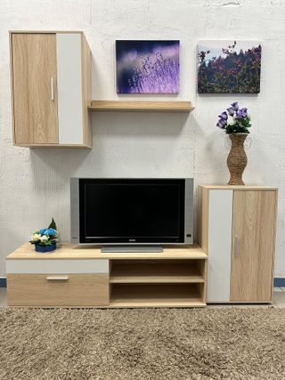 Mueble modular salón - blanco y marrón