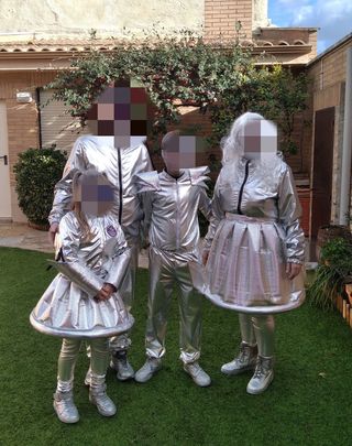 Disfraz espacial plateado - 4 piezas 