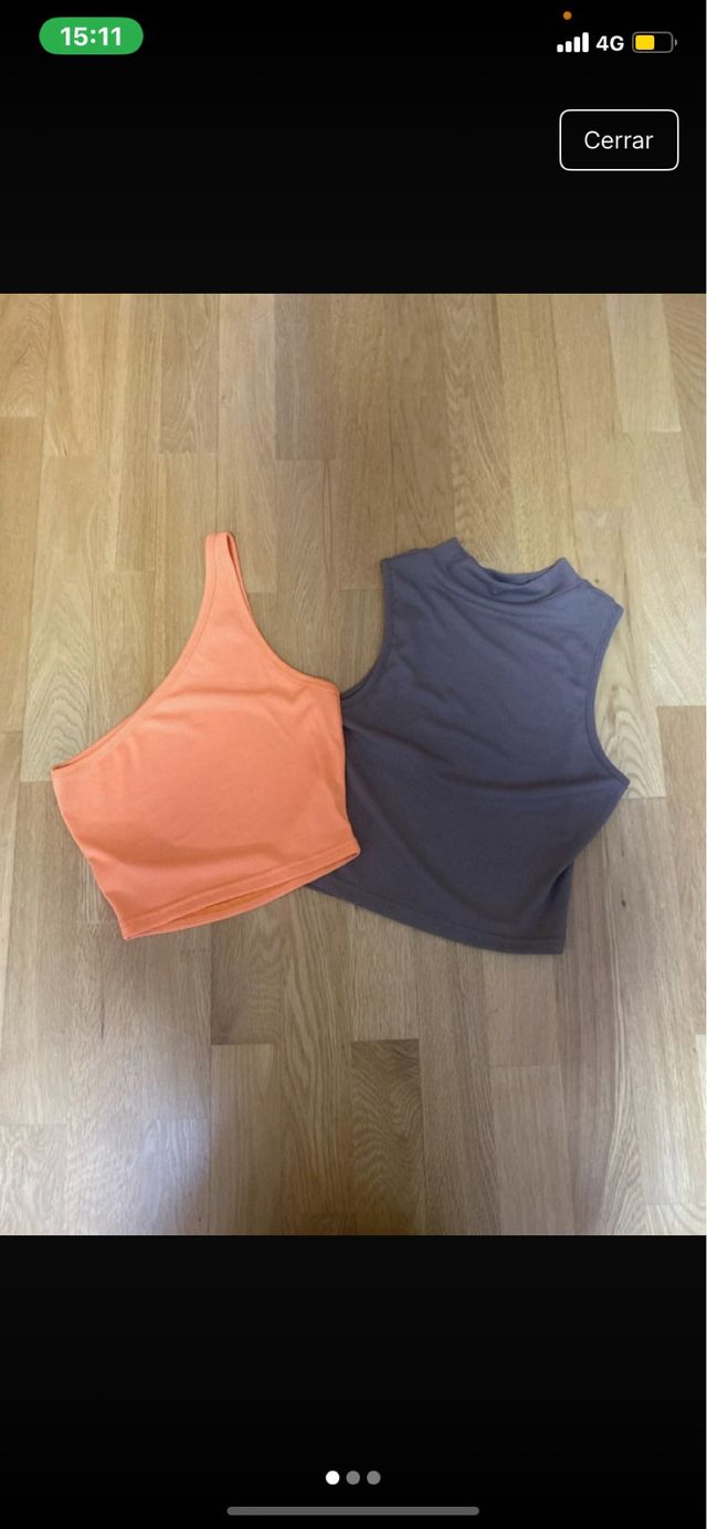 Tops de tirantes: marrón y naranja