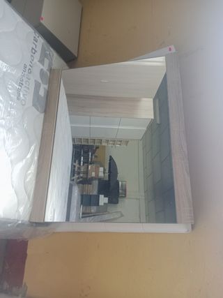Espejo tocador madera gris claro