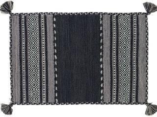 140x70 CM KILIM Lavabile In LAVATRICE NERO Grigio