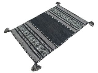 140x70 CM KILIM Lavabile In LAVATRICE NERO Grigio