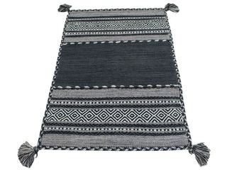 140x70 CM KILIM Lavabile In LAVATRICE NERO Grigio