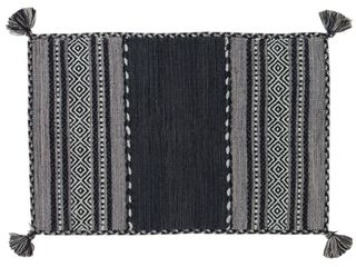 140x70 CM KILIM Lavabile In LAVATRICE NERO Grigio