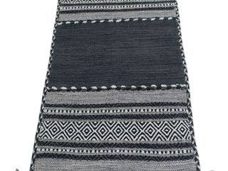 140x70 CM KILIM Lavabile In LAVATRICE NERO Grigio