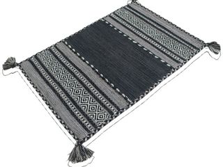 140x70 CM KILIM Lavabile In LAVATRICE NERO Grigio