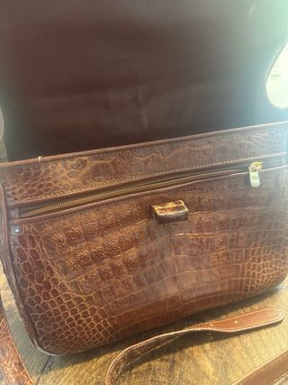 Bolso bandolera cocodrilo marrón Loewe vintage