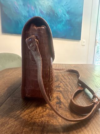 Bolso bandolera cocodrilo marrón Loewe vintage