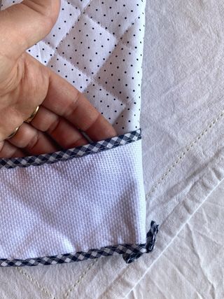 Guanto da forno cotone, blu e bianco da ricamare