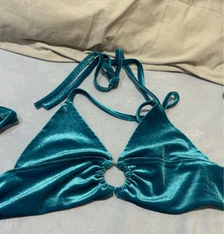 Top Tirantes Terciopelo Verde Agua