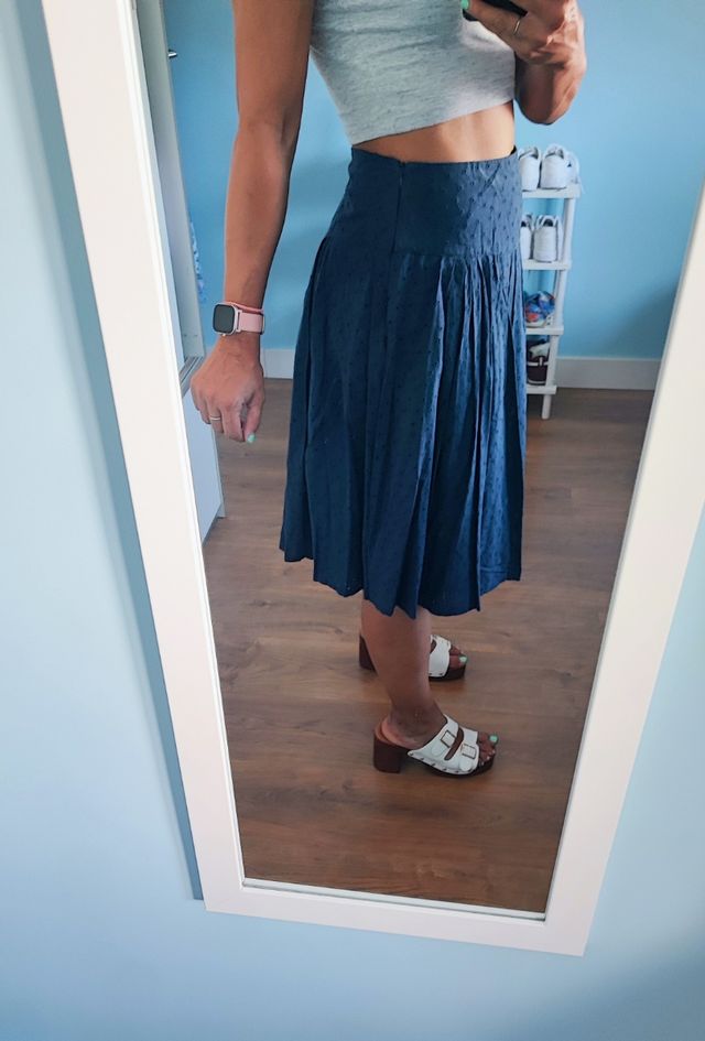 Falda midi azul marino talla 42