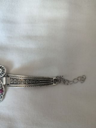 Pulsera oso plata rosa.
