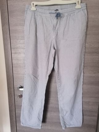 Pantaloni cotone righe blu bianchi XXL uomo