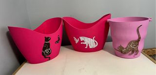 3 Jarrones plásticos decorativos - Gatos