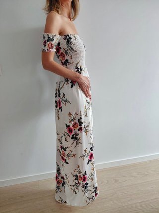 Vestido largo floral Shein abertura frontal S