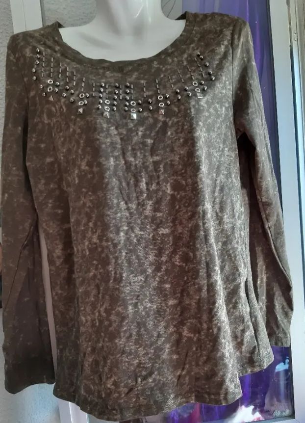 Jersey mujer verde oliva c/pedreria