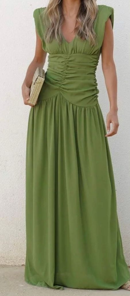 Vestido largo verde oliva fiesta