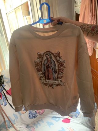 Sudadera beige Virgen Guadalupe