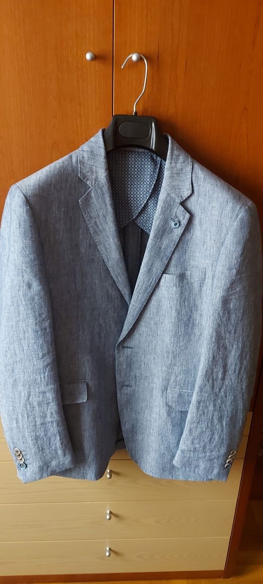 Americana Cortefiel lino azul - Talla L (52)