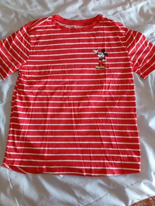 Camiseta Mickey Mouse rayas rojas