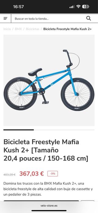 Bicicleta BMX KUSH2+ negra 20”