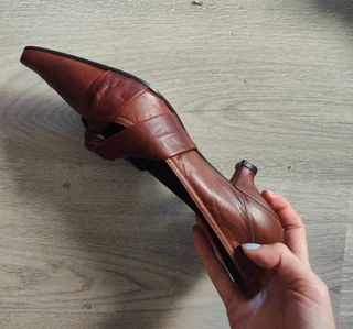 Mocasines tacón vintage marrones