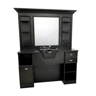 Tocador Barbería Negro - Lavabo Cerámica
