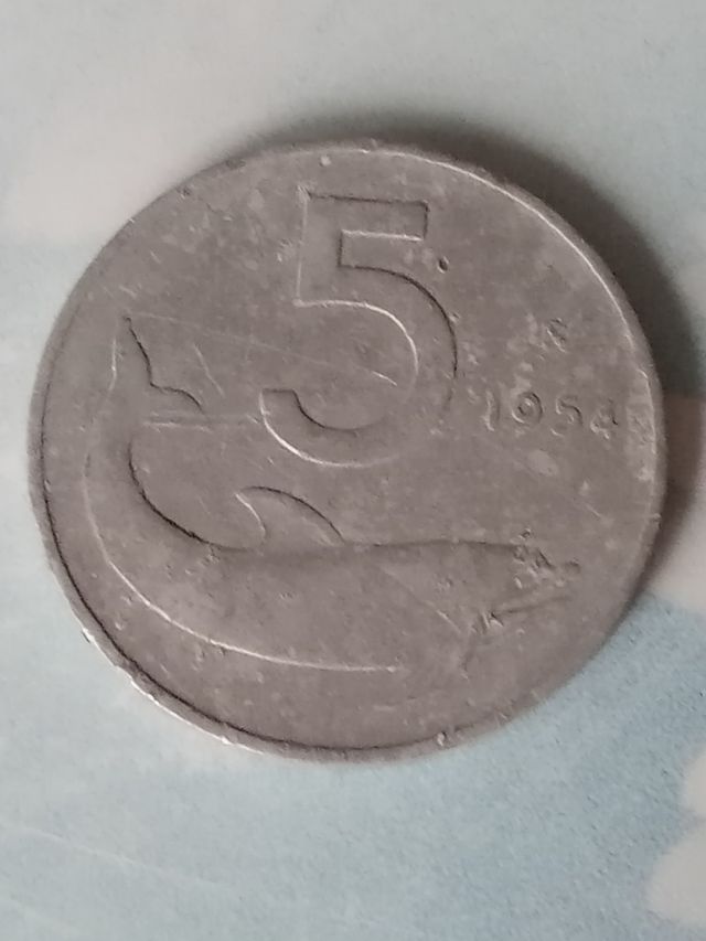 5 Lire Italia - Moneta da 5 lire del 1954