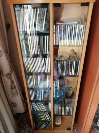 Mueble CD's madera-vidrio