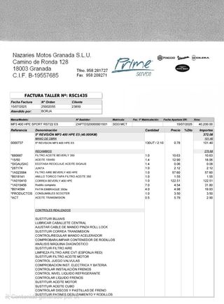 Piaggio Mp3 400 HPE Sport. 2023. Carnet de coche