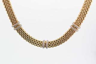 Gargantilla De Oro Combinado De 18K Con Diamantes.. Ref: 020-02-00971