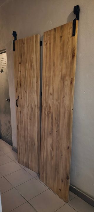 Puertas madera granero armario apertura abanico