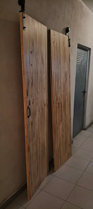 Puertas madera granero armario apertura abanico