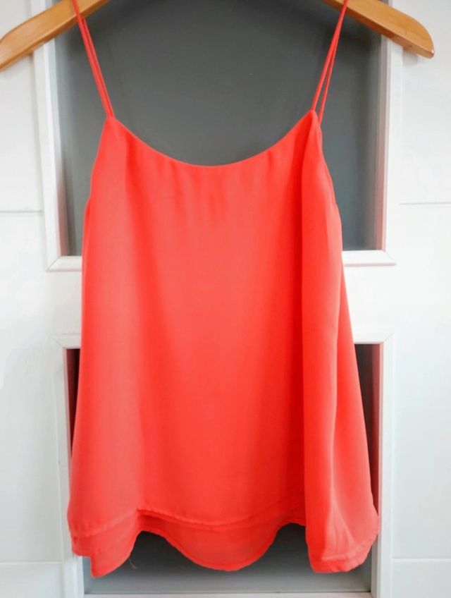 Mango Talla XS-S Top de gasa coral