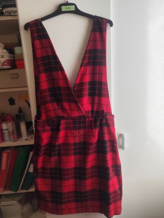Vestido cuadros rojo-negro T-36