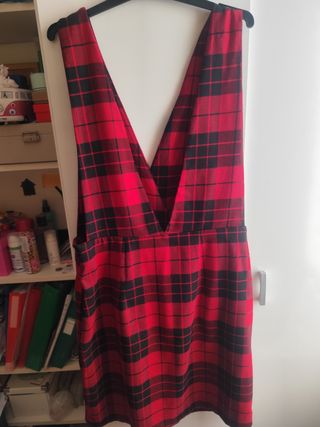 Vestido cuadros rojo-negro T-36