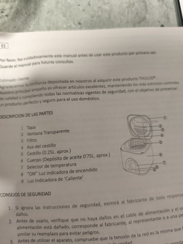 Freidora eléctrica 1L Thulos