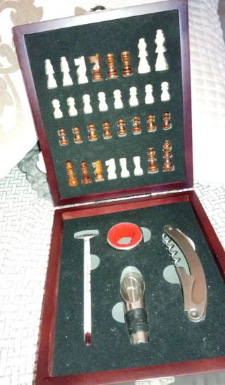 Juego Ajedrez Vino - Tablero Madera