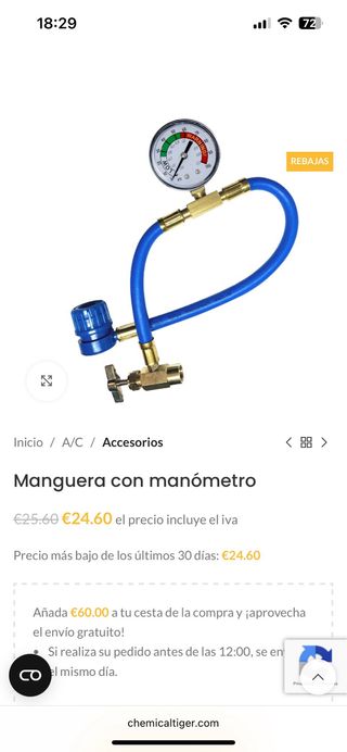 Manguera manómetro A/C coche