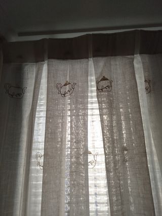 Cortina lino cocina - beige/blanco