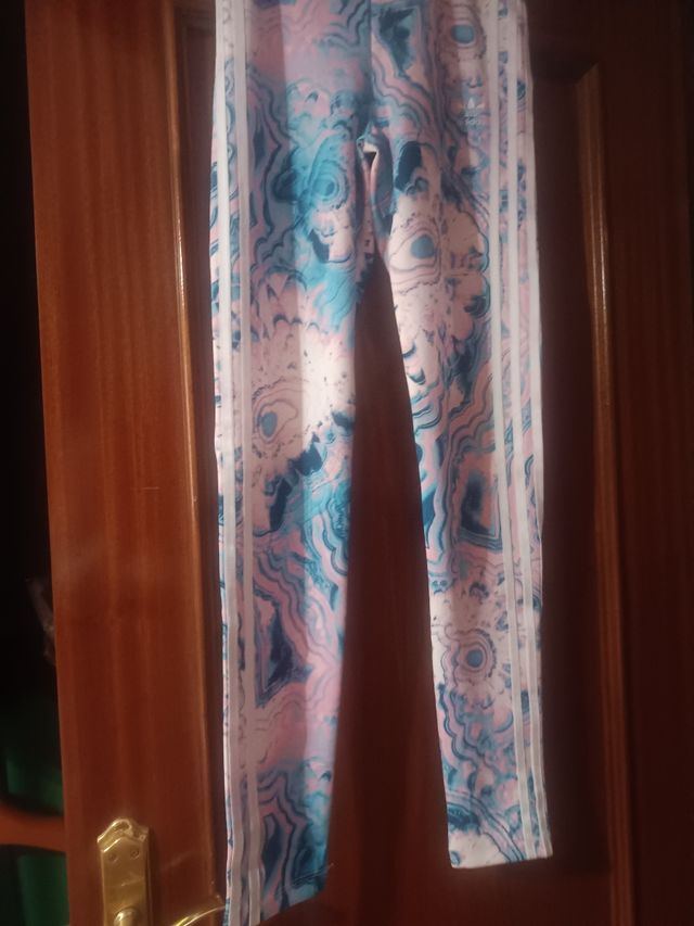 Leggins Adidas niña, azul y rosa