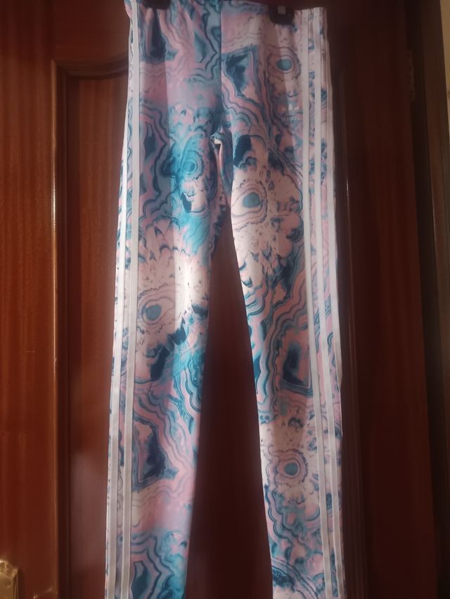 Leggins Adidas niña, azul y rosa