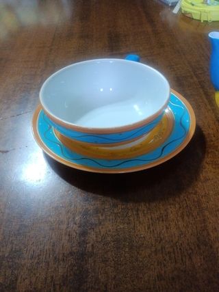 Teiera e tazza | Ceramica, blu e arancio