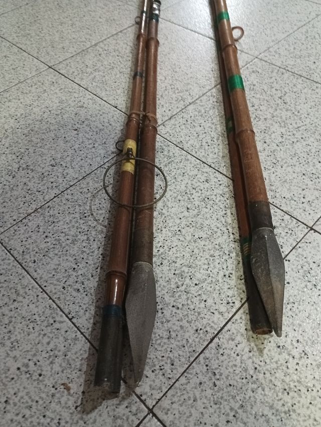 2 Canne da pesca in bambù antiche