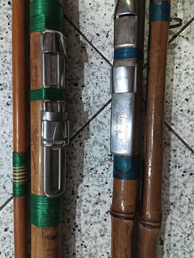 2 Canne da pesca in bambù antiche